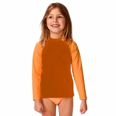 Camiseta Infantil Proteção Solar Uv 50+ Manga Longa Térmica Laranja Menina