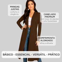 Cardigan Alongado Feminino Casaco Kimono Manga Justa Elegante - comprar online