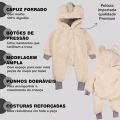 Macacão Infantil Ursinho Bebê Pelinho Frio Inverno - The UNI