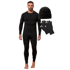 Kit Frio Flanelado Segunda Pele Completo (Blusa + Calça + Gorro + Luva) Masculino