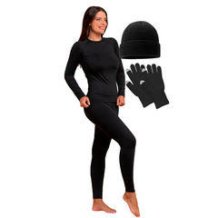 Kit Frio Flanelado Segunda Pele Completo (Blusa + Calça + Gorro + Luva) Feminino