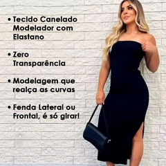 Vestido Tomara Que Caia Midi Tubinho Fenda Lateral ou Frontal - comprar online