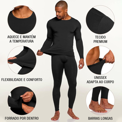 Kit Frio Flanelado Segunda Pele Completo (Blusa + Calça + Gorro + Luva) Masculino na internet