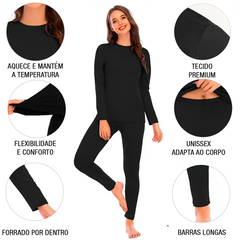 Kit Frio Flanelado Segunda Pele Completo (Blusa + Calça + Gorro + Luva) Feminino Plus - comprar online