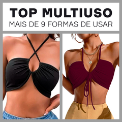 Top Feminino Cropped Verão Faixa com Amarração 9 Formas Uso - loja online