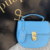 Bolsa Couro Azul Céu De Mão Estruturada Alça Correntes Vivi Hendy Bag - loja online