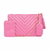 Bolsa de Couro Fina Pink com porta-cartão Hendy Bag alça correntes