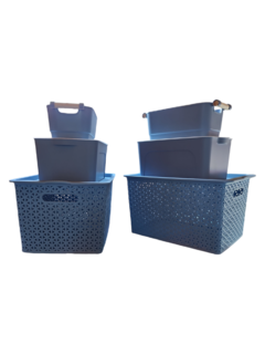 COMBO ORGANIZACION X 6 ( 2 TRAMADO CON TAPA + 2 APILABLE MEDIANO + ORGANIZADOR MADERITA) - comprar online