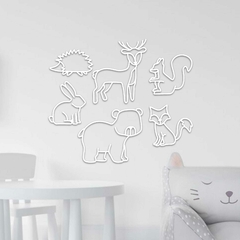 Conjunto Animais da Colina Kids, de parede, em Acrílico - Parede Com Estilo | Arte e design Atual