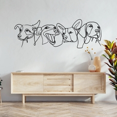 Quadro Escultura de Parede Cachorros Art Line, em acrílico - comprar online