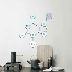 Quadro Escultura de Parede Fórmula Química Cafeína, em Acrílico - Parede Com Estilo | Arte e design Atual