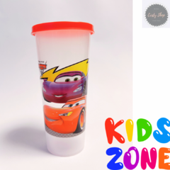 VASO DE PLASTICO CARS CON TAPA - Cristy