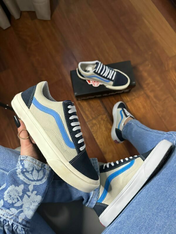 Tenis vans fashion azul e cinza