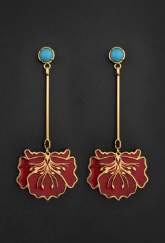 Nouveau poppies Red earrings on internet
