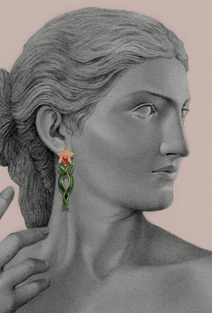 Catleya orchid and ornament earrings - buy online