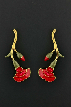 Scarlet carnation earrings