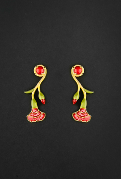 Mini Scarlet carnation earrings