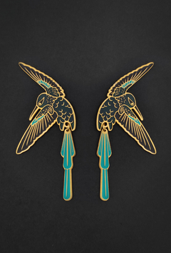 Long tailed hummingbird earrings