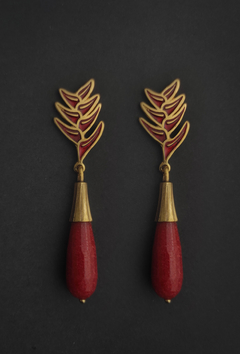 Red Heliconia earrings