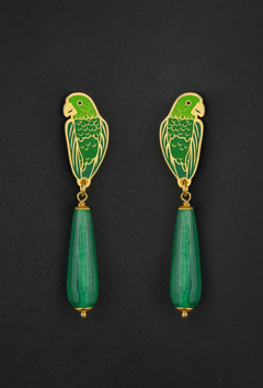 Green parrots earrings