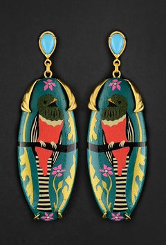 Mopa Mopa trogon birds earrings