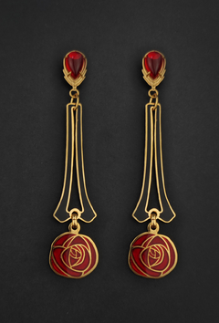 Mackinstosh rose long earrings