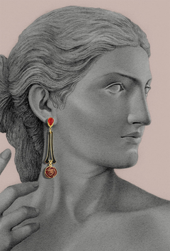 Mackinstosh rose long earrings - buy online