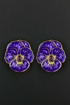Violet pansy earrings