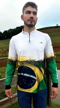 CAMISA TÉRMICA DE PROTEÇÃO SOLAR UV50+ BRASIL BRANCA REF. 0648 - comprar online