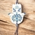 Decoração Hamsa ou Mão de Fátima Azul em Cerâmica