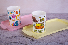 SET VASO ESTAMPADO + BANDEJA CHICA