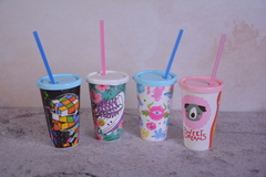 VASO INFANTIL CON TAPA PLANA Y SORBETE