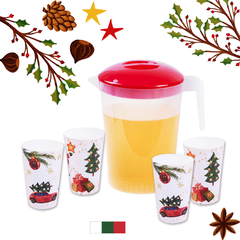 JARRA 4 L + 4 VASOS ESTAMPADOS