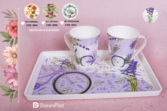 SET BANDEJA ESTAMPADA + 2 TAZAS CONICAS