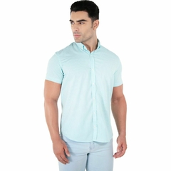 CAMISA MANGA CURTA SLIM FIT XADREZ - Verde Agua/Branco