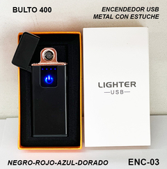 Encendedor Electrico Usb Recargable DE METAL con estuche- ENC-03