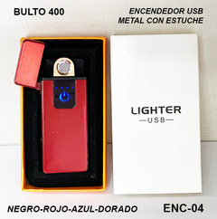 Encendedor Electrico Usb Recargable DE METAL con estuche- ENC-04