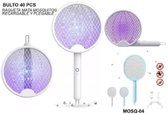 Raqueta Eléctrica PLEGABLE Mata Insectos Mosquitos Usb Recargable-MOSQ 04