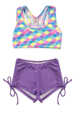 CONJUNTO SPORT TOP NADADOR + CALCINHA/SHORTS COM PROTEÇÃO UV 50+