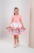 Vestido infantil menina festa com manga laço com pérolas e saia pregas estampa localizada - comprar online