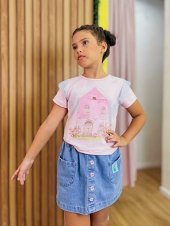 Conjunto saia casinha rosa na internet