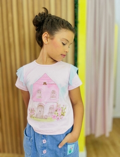 Conjunto saia casinha rosa