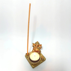 INCENSÁRIO/PORTA VELA GANESHA DOURADO 8CM - comprar online