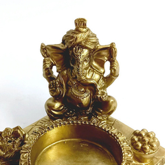 INCENSÁRIO/PORTA VELA GANESHA DOURADO 8CM na internet