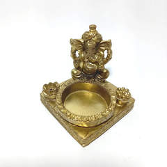 INCENSÁRIO/PORTA VELA GANESHA DOURADO 8CM