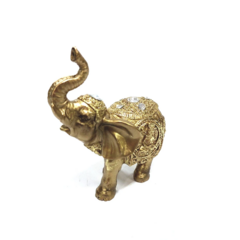 ESTÁTUA ELEFANTE EM RESINA SEM BRILHO DOURADO 9CM - comprar online