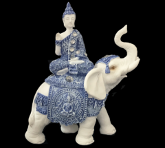 BUDHA AZUL NO ELEFANTE - 18CM