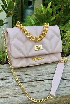 Bolsa média alça corrente rosa pastel - comprar online