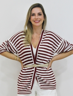 CARDIGAN LISTRADO EM TRICOT - Use Amoli Brand