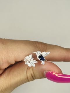 Anillo Colibrí Ajustable c/ Zircón Hojas - tienda online